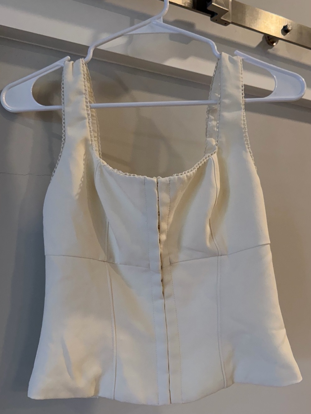 White Fox Cream Corset Top Picot Trim Matching Set Size Small